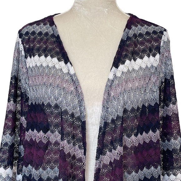 Catherines Mesh Lace Striped Kimono Duster Cardigan Women’s Plus Size 2X 22/24W - Picture 2 of 7